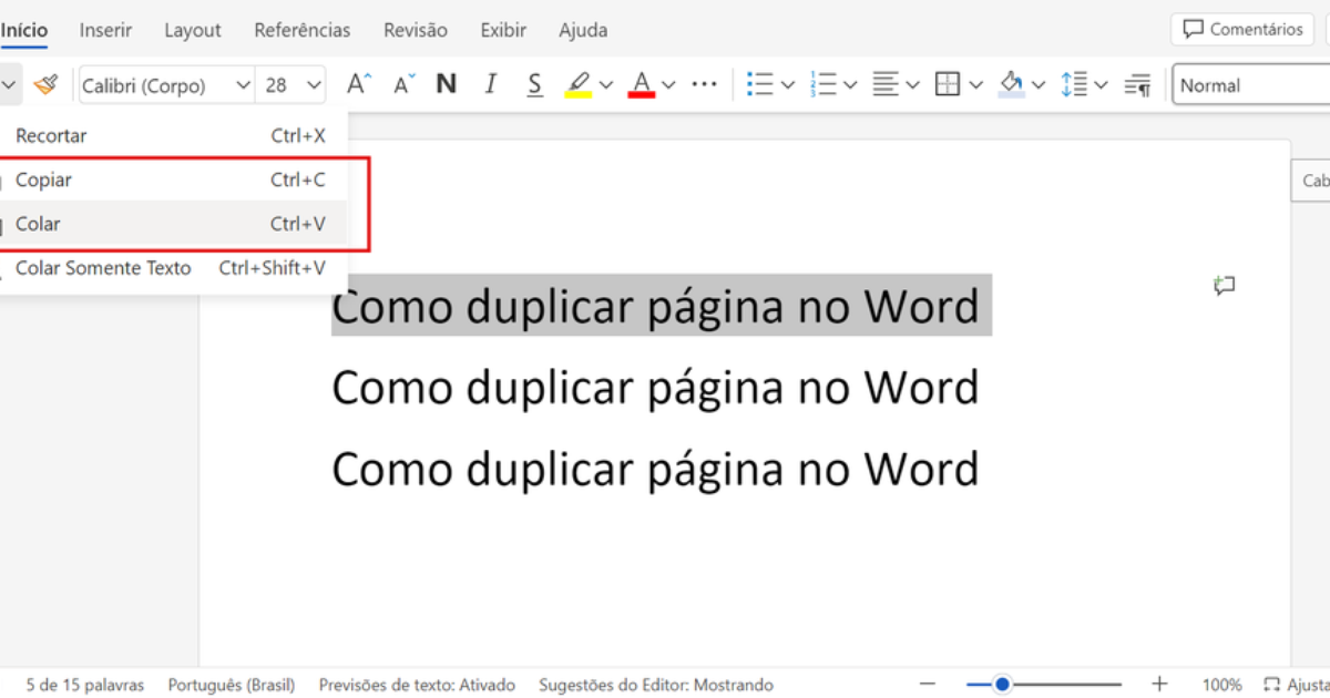 Koka Como duplicar uma página no Word