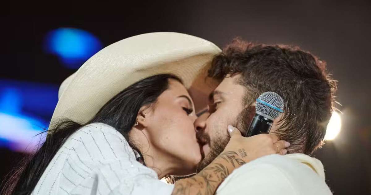 Gustavo Mioto e Ana Castela surpreendem público com beijo em show