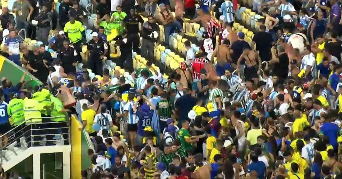 Brasil x Argentina tem briga generalizada de torcidas no Maracanã